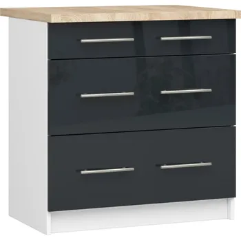 Kuchyňská skříňka Kuchyňská skříňka se šuplíky 80 cm VERMINA - bílá / tmavě šedá lesklá