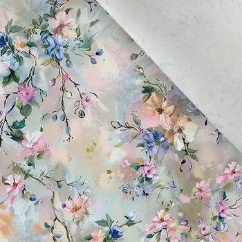 Zbytek - Bavlna premium NELA rozlité květiny olejomalba