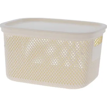 Úložný box Excellent Úložný plastový koš s víkem 6 litrů béžová
