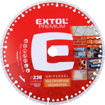 Řezný kotouč EXTOL PREMIUM kotouč řezný diamantový MULTI univerzální, O230x3x22,2mm 8803004