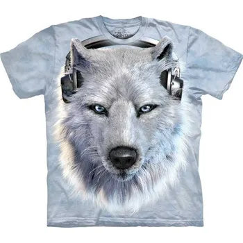 Pánské tričko Tričko unisex The Mountain Wolf DJ (vlk) - světle šedé, XL