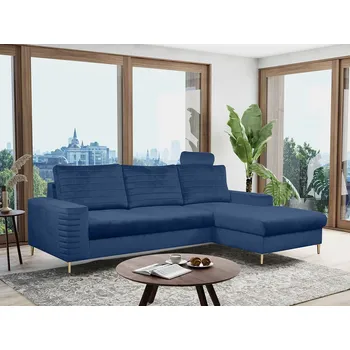 Sedací souprava Rohová sedačka s úložným prostorem SADAKO - modrá, pravý roh