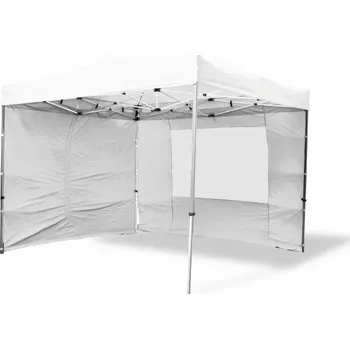 Zahradní stavba Párty stan 3x3 m nůžkový, 2 stěny s okny, 2 stěny bez oken, bílý
