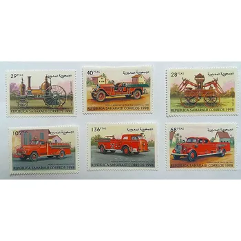 Poštovní známka Sestava známek - Sahara - hasičská auta - čisté