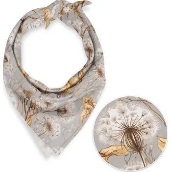 Šátek Bavlněný šátek Sandra SA-517 Podzimní pampelišky na šedém 45 x 45 cm