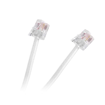 Síťový kabel CABLETECH Telefonní kabel 10m 6P4C – 6P4C, bílý TEL0033F-10