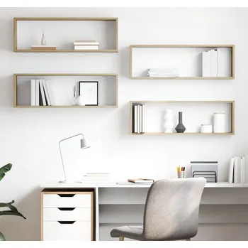 police vidaXL Nástěnné obdélníkové police 4 ks 80 x 15 x 26,5 cm [807131] Barva: dub sonoma