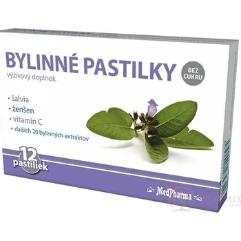 Zdraví MedPharma BYLINNÉ PASTILKY Bez cukru šalvěj, ženšen, vitamín C, 12 ks