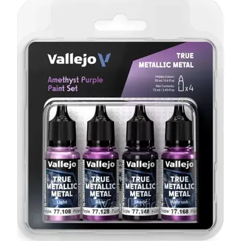 Vallejo True Metallic Metal Paint Set - Amethyst Purple 4x18 ml