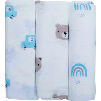 látková plena FREEON Bubaba Mušelínové látkové pleny 3 ks Teddy