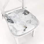 Sametový oblý podsedák Tamara TMR-006 Designové květiny na šedém - 39x37x3 cm