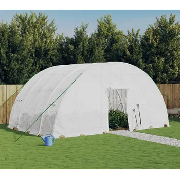 Skleník vidaXL Skleník s ocelovým rámem 24 m² 6x4x2,85 m [3188105] Barva: Bílá