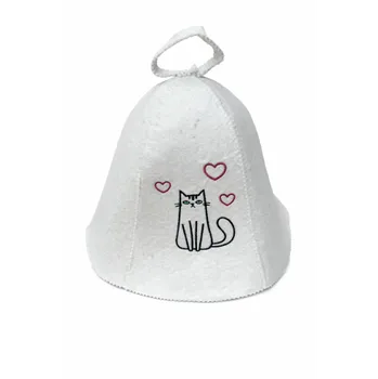 Klobouk do sauny „Kočka srdíčka“