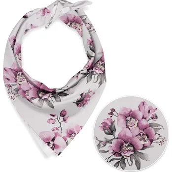 Šátek Bavlněný šátek Sandra SA-623 Lila orchideje na bílém 45 x 45 cm