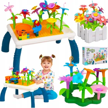 ostatní stavebnice Stavebnice KVĚTINY velká sada kytky + stolek + dráha 122 dílků