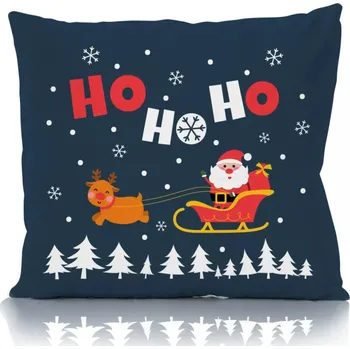 Povlečení Vánoční povlak na polštář Holly Jolly 001 45x45 cm tmavě modrý