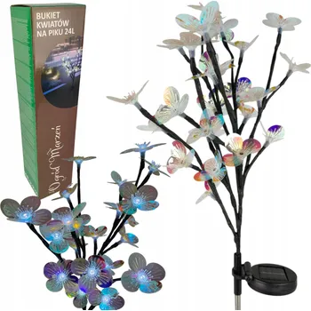 Venkovní osvětlení BUKIET KWIATÓW NA PIKU KVĚTINOVÁ DEKORACE S 24 LED SOLÁRNÍ LAMPA
