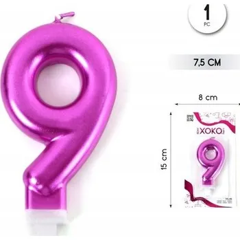 Dortová svíčka Narozeninová svíčka číslice 9 - Růžová dekorace na dort