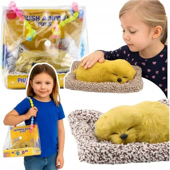 Figurka Spící Labrador na Polštáři Figurka s Kožíškem Zvuky