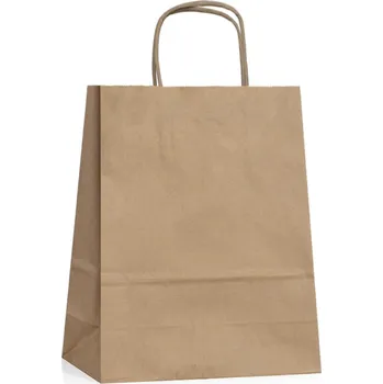 Nákupní taška Papírová taška hnědá rýhovaná Twister 19x8x23 TWHN05
