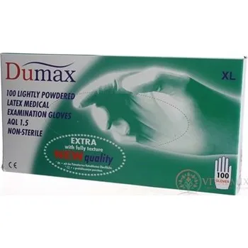 Pracovní rukavice Lalan DUMAX RUKAVICE latexové vyšetřovací nesterilní pudrované, velikost XL; 100ks