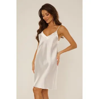 Dámská noční košile Saténová noční košilka Cordelia ramínka bílá M