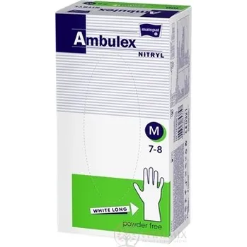 Pracovní rukavice Ambulex rukavice NITRYLOVÉ vel. M, bílé, nesterilní, nepudrované, 100 ks