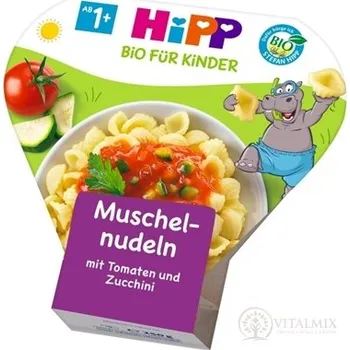 HiPP Příkrm BIO Těstoviny s rajčaty a cuketou mušličky (od ukonč. 1. roku) (inov. 2021) 250 g