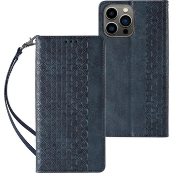 Pouzdro na mobilní telefon Hurtel Pouzdro s magnetickým popruhem pro Samsung Galaxy S23+ s výklopnou peněženkou a mini stojánkem, modré