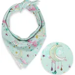 Dětský bavlněný šátek Sandra SA-522 Měsíční obloha na mintovém 70 x 70 cm