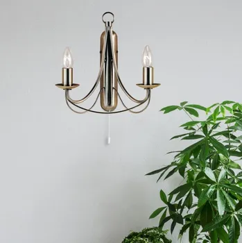 Nástěnné svítidlo Searchlight 6342-2AB Nástěnná lampa s vypínačem MAYPOLE PATINA