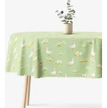 Velikonoční oválný teflonový ubrus - Husy a kraslice 120 x 160 cm