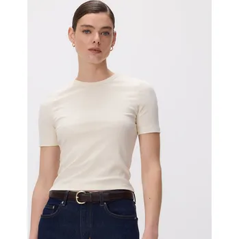 Reserved - Tričko z&nbsp;žebrovaného úpletu - krémová - 169IT-01X - 169IT-01X-L