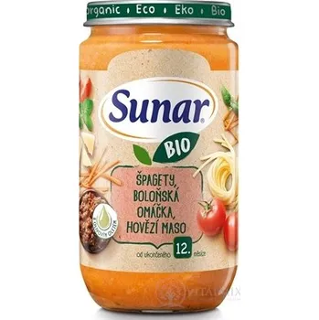 Sunar BIO příkrm ŠPAGETY, OMÁČKA, HOVĚZÍ MASO s olivovým olejem (od ukonč. 12. měsíce) 235 g