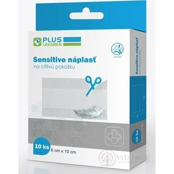 Náplast PLUS LÉKÁRNA Náplast sensitive pro citlivou pokožku 6 x 10 cm, 10 ks