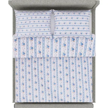 Povlečení Tegatex Povlečení krep - modré růžičky 70*90 cm, 140*200 cm