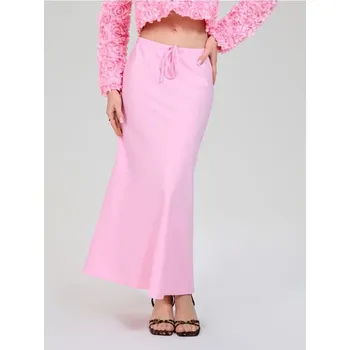 Dámská sukně Sinsay - Midi sukně s&nbsp;ozdobným vázáním - růžová - 2280Z-30X - 2280Z-30X-L