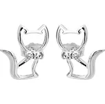 JSB Bijoux Stříbrné náušnice Kočky zdobené krystalky značky Swarovski 92400413cr (Ag 925/1000; 0,5 g