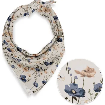 Šátek Bavlněný šátek Sandra SA-630 Modro-hnědé vlčí máky na světle vanilkovém 45 x 45 cm