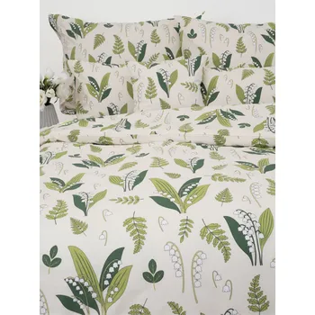 Bavlněné povlečení Renforcé - Konvalinky přírodní