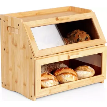 chlebník Vilde Dvouúrovňový bambusový chlebník 39 × 25 × 32 cm