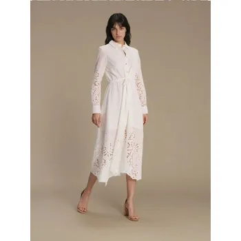 Dámské šaty Sinsay - Midi šaty s ažurovými vsadkami - bílá - 260GY-00X - 260GY-00X-XS