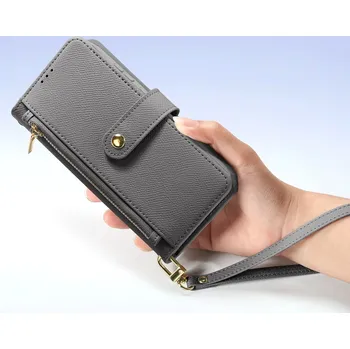 Pouzdro na mobilní telefon Kožené pouzdro Dux Ducis Lawa pro Samsung Galaxy S25+ s odnímatelným magnetickým peněženkou - šedé