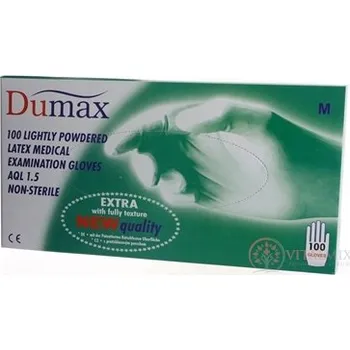 Pracovní rukavice Lalan DUMAX RUKAVICE latexové vyšetřovací nesterilní pudrované, velikost M; 100ks