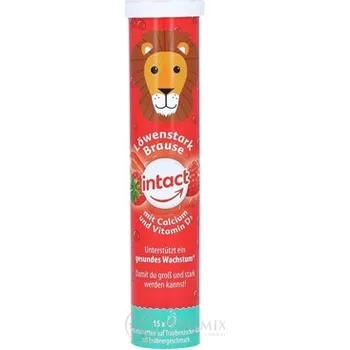 Přisada na vaření a pečení INTACT Silný lev Hroznový cukr, kalcium a vit.D3 šumivé tablety s jahodovou příchutí 15 ks