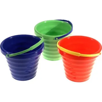 Hračka na písek Kbelík dětský 16cm vroubkovaný s ouškem 1,4l 3 barvy plast