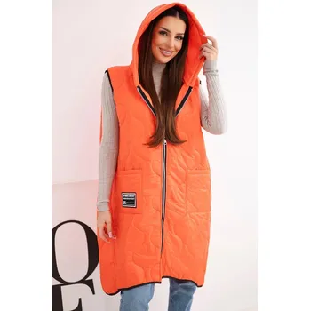 Dámská vesta Dámská prošívaná vesta Plus Size s kapucí na zip oranžová UNI