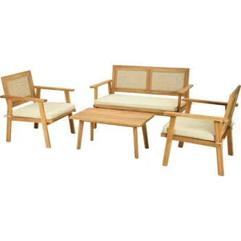 Zahradní sestava PROGARDEN Sada dřevěného zahradního nábytku 4 ks akát KO-VM2000050