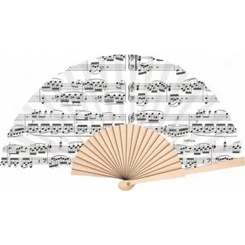 Bílý vějíř s potiskem hudebních značek