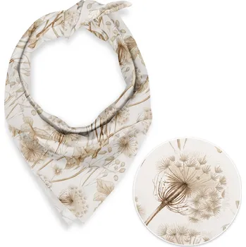 Šátek Bavlněný šátek Sandra SA-518 Podzimní pampelišky na bílém 45 x 45 cm